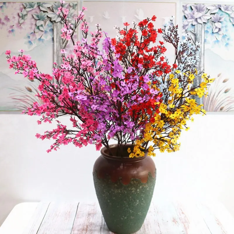 Вишни Искусственные цветы Гипсофилы Гипсофила поддельные цветы DIY Свадебные украшения дома искусственный букет ветка с цветами