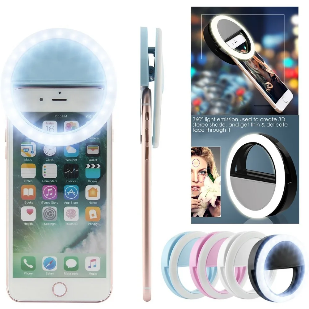  YIXIANG Mini Clip-on Mobile phone Selfie Ring Selfie LED Light Lamp 36 LEDs Fill-in Light 3 for iPh - 32806902941