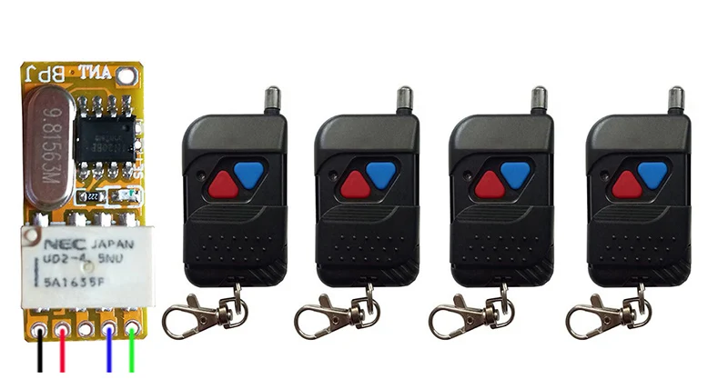 

DC3.5V 3.7V 5V 6V 7.4V 9V 12V Radio Controller Mini RF Wireless Relay Remote Control Switch Transmitter+Receiver Garage Doors
