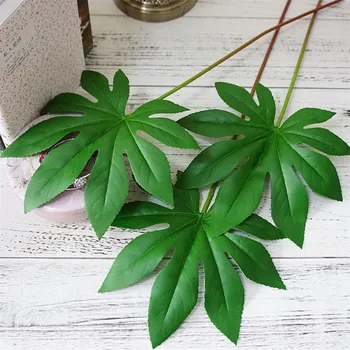 

6Pcs Fake Single Stem Octagonal Gold Leaf Greenery fo DIY Flower Arranging Accessorie Home Wedding Artificial Plant