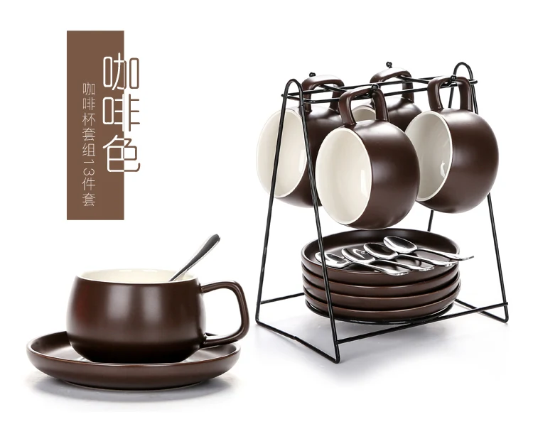 Простой европейский стиль керамическая кофейная чашка с тарелкой ложкой набор с подстаканником домашний офис кофейная чашка блюдце набор