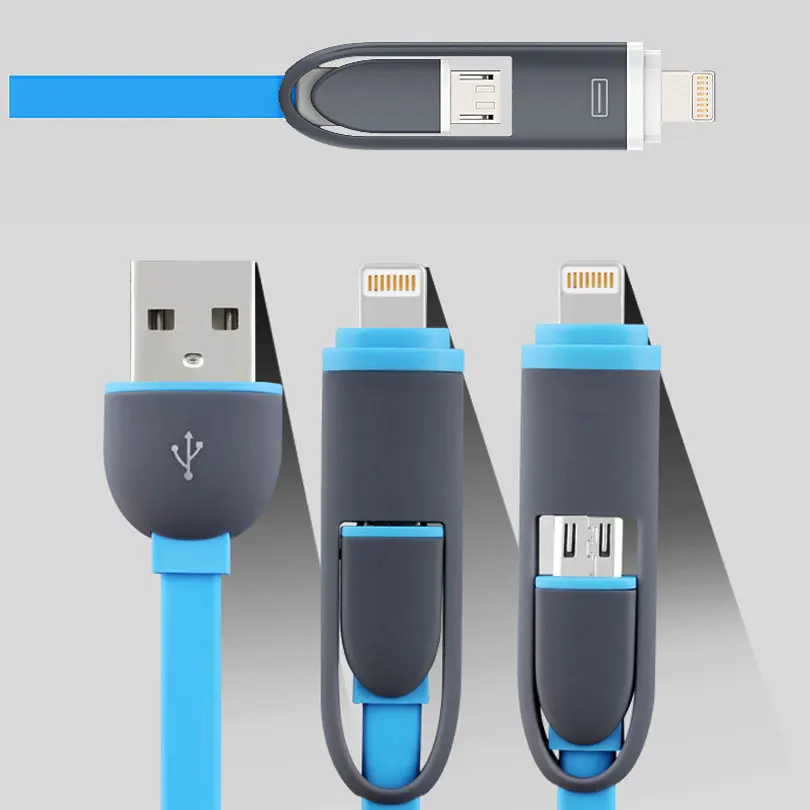 

New charge cable 2 in 1 Micro USB Cable 8 Pin Cable Lighting to USB Data Sync Charging Cables for iPhone6 6s 5s Xiaomi Samsung