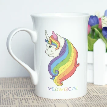 

New Cool Design Carticorn Themed Print Mug Bone China Coffee Mug Present White Ceramic 300ml Cartoon Photo Cup Gift Creative