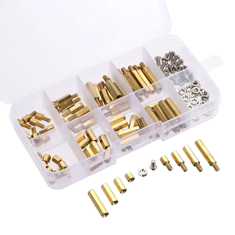 120pcs M3 PCB Hex Male Female Threaded Brass Standoffs Long Screw Bolt