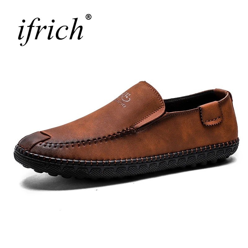 

2018 Spring Summer Men's Shoes Made of Genuine Leather Slip on Man Fashion Driving Loafers Brown Man Men Shoes Luxury Brand