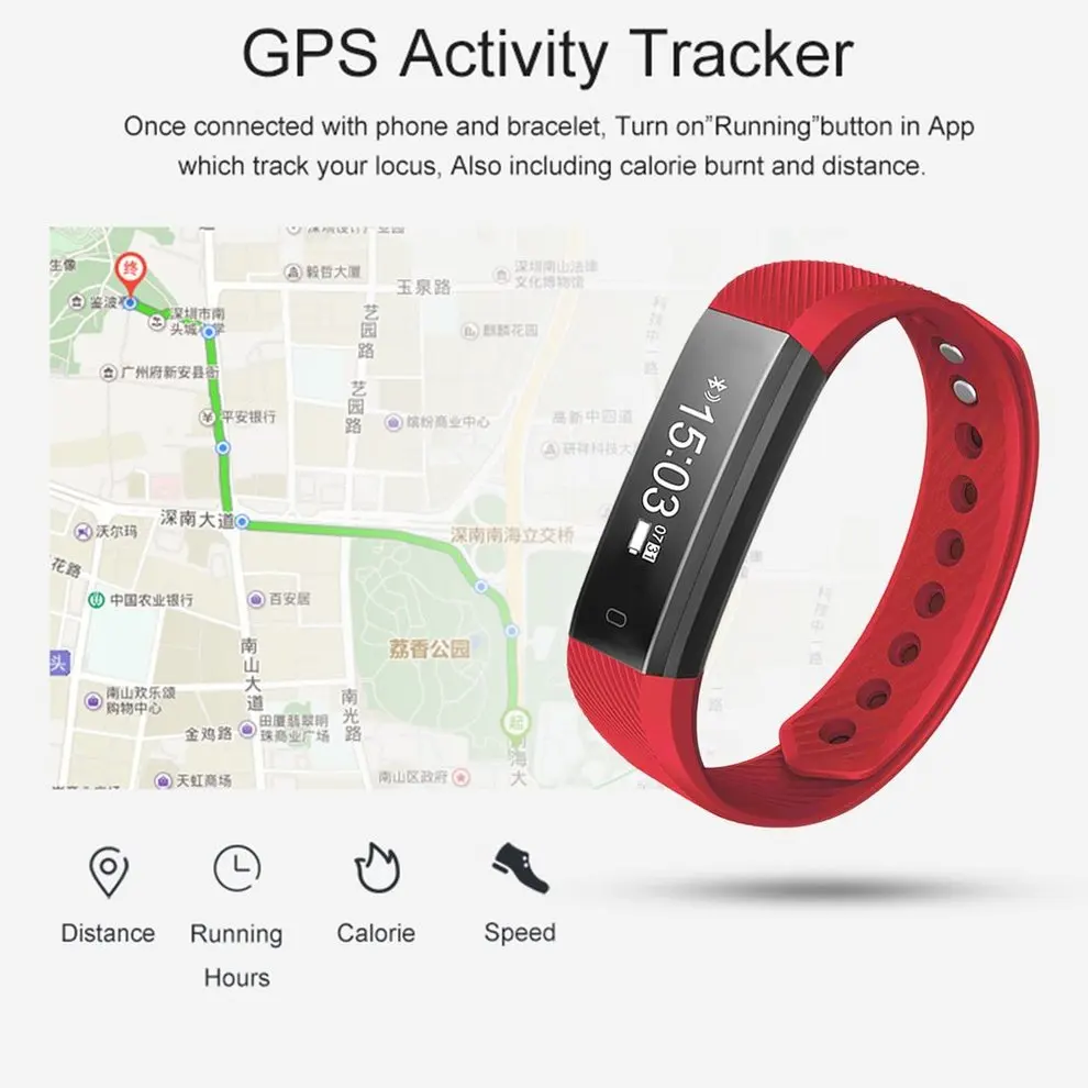 

Bluetooth 4.0 Smart Wristband Waterproof With 0.86 Inch OLED Touch Screen Sleep Monitoring Step Counting