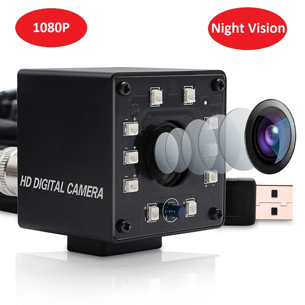 ELP 1080 P USB камера ночное видение ИК Мини низкой освещенности 0,01 Lux инфракрасный, с USB Веб камера Full HD 2MP для Linux, Android, оконные рамы