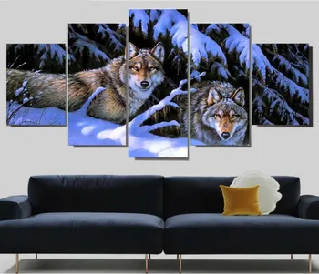 

3d diy diamond painting Snow Mountain Wolf cross stitch animal pattern Diamond Embroidery diamond mosaic wolves Needlework 5pcs