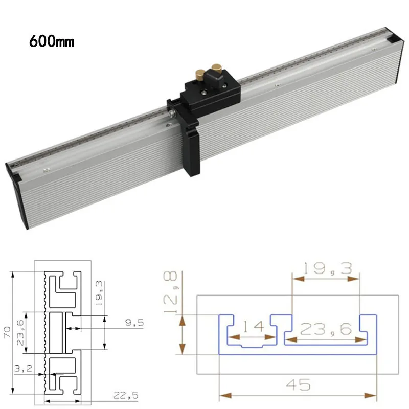 Торцовочный калибр, стол, пила, маршрутизатор, угловой митер, датчик, направляющий, алюминиевый забор 450/600/800 мм и флип-стоп