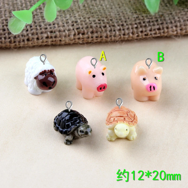 

10pcs 12*20MM Turtle Tortoise piggy sheep charms micro view small animals ornaments resin fittings DIY moss landscaping material