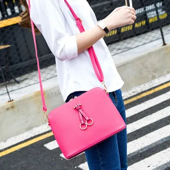 

Simple Fashion Korean Women Shoulder Bags Leather Solid Color Double Zipper Handbag Ladies Girls Messenger Bag Best Sal