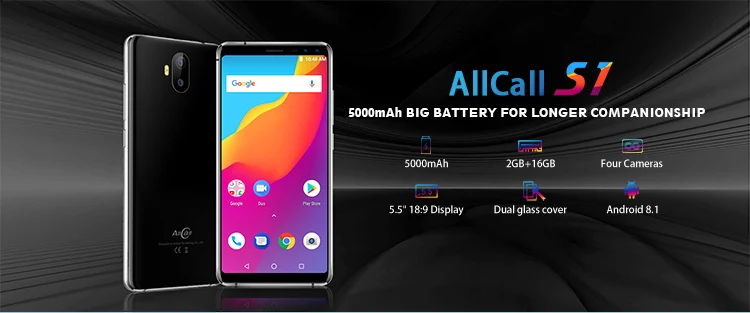 ALLCALL S1 2GB RAM 16GB ROM MTK6580A 1.3GHz Quad Core 5.5 Inch IPS Full Screen Quad Camera Android 8.1 3G Smartphone