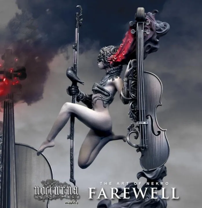

90mm Scale Violin queen FAREWELL Fantasy Character Unpainted Resin Model Kit Figure Free Shipping