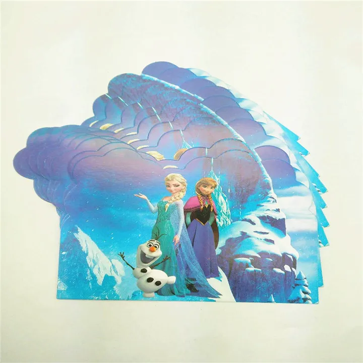 Одноразовый набор столовых приборов 10 детей использование замороженных Снежной Королевы Эльзы/Анны принцесса чашки тарелки баннеры скатерть Рог выдувания салфетки