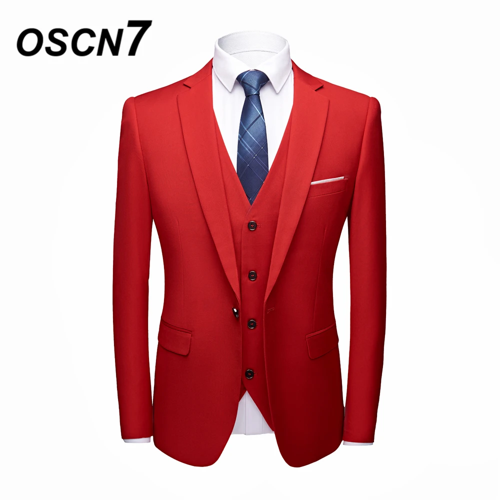 OSCN7 Solid Color 3PCS Suit Men Plus Size Casual Business Wedding Fashion Suits Terno Masculino 917 OSCN7 Solid Color 3PCS Suit Men Plus Size Casual Business Wedding Fashion Suits Terno Masculino 917
