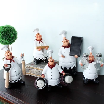 

American Style Resin Chef Figurine Creative White top hat Cook Kitchen Decor Home Crafts Gifts