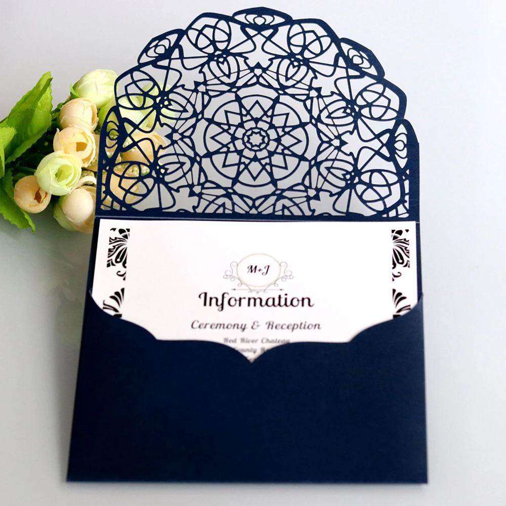  New 10Pcs Laser Cut Wedding Invitation Card Lace Business Party Invitation Cards Festival Greeting  - 32950121074