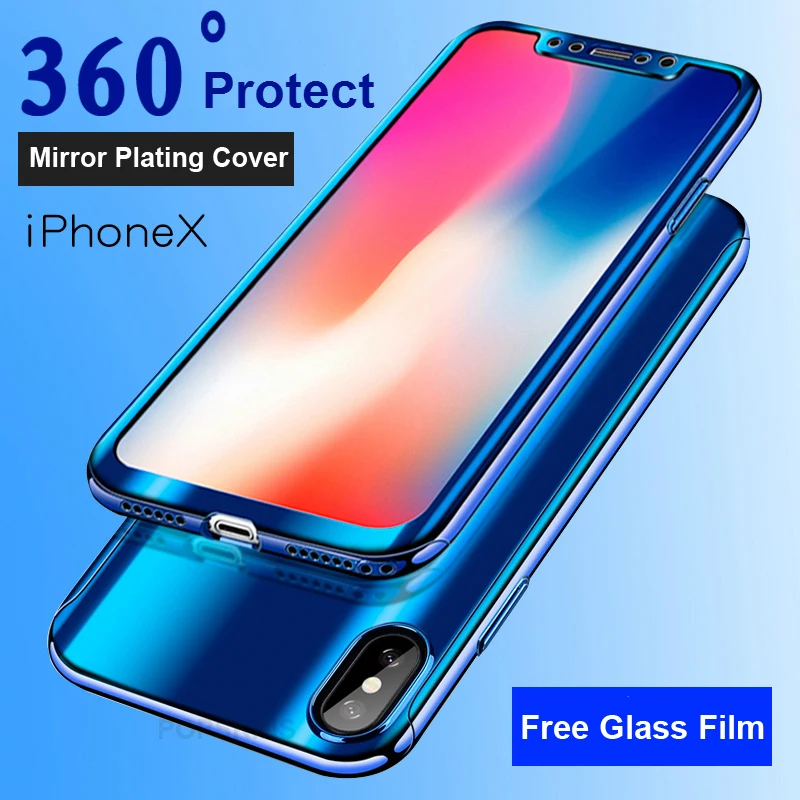 360 Покрытие Зеркало чехол для iPhone X 8 7 6 S Plus SE крышка полная защита Чехлы samsung galaxy S7 S8