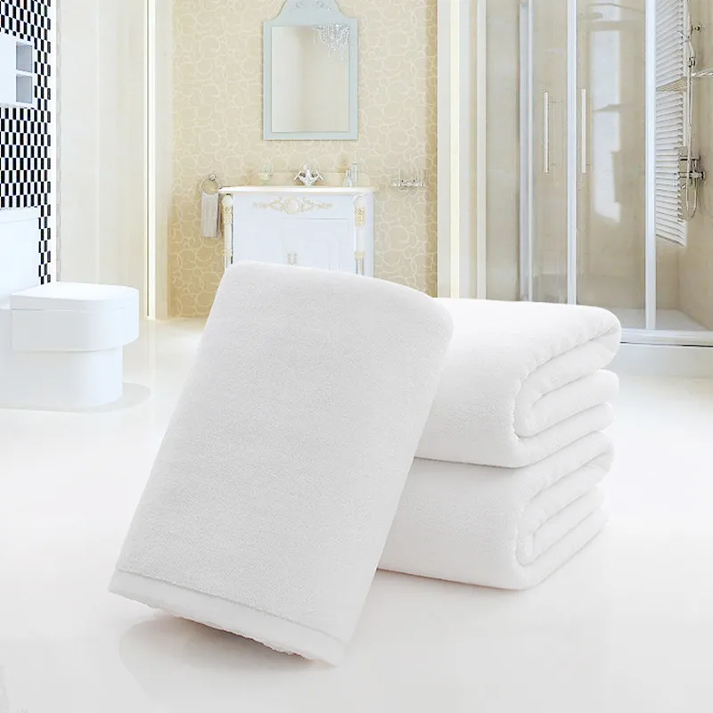 70x140cm White Cotton Solid Bath Towel Beach Towel for Adults Bath