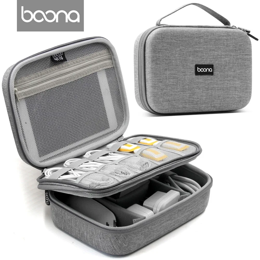 Boona EVA ткань Оксфорд водонепроницаемый iPad органайзер USB кабель для передачи данных наушники внешний аккумулятор для путешествий хранение цифровой гаджет сумка