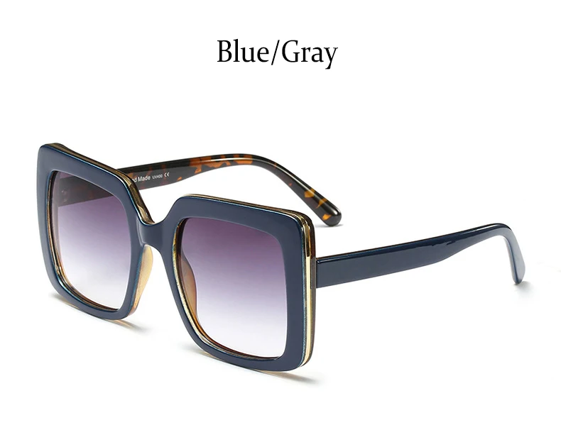 Ретро Квадратные Солнцезащитные очки для женщин, фирменный дизайн, большие размеры, модная оправа, солнцезащитные очки для женщин, градиентные оттенки, Oculos UV400 - Цвет линз: Blue Gray
