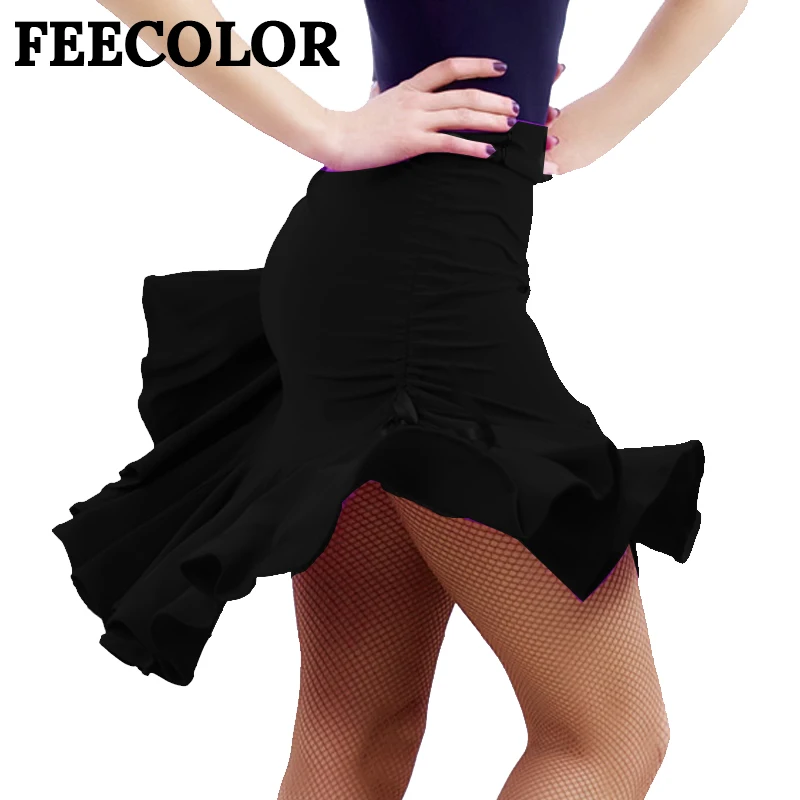 

FEECOLOR sexy Women Dances mini skirt Dress New Style Latin Chacha rumba Dance Costume