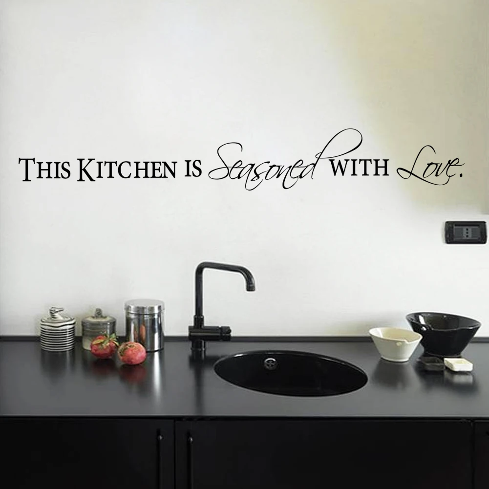 

this kitchen is seasoned with love quotes wall stickers for restaurant home decoration removable decals art diy vinyl black