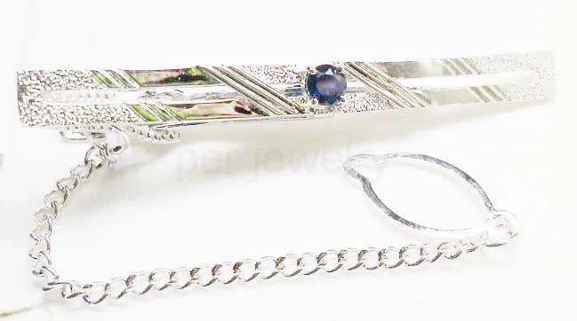 Натуральный настоящий сапфир зажим для галстука Серебро 925 пробы Мужские украшения изысканные синие драгоценные камни 0.65CT драгоценный камень C911251