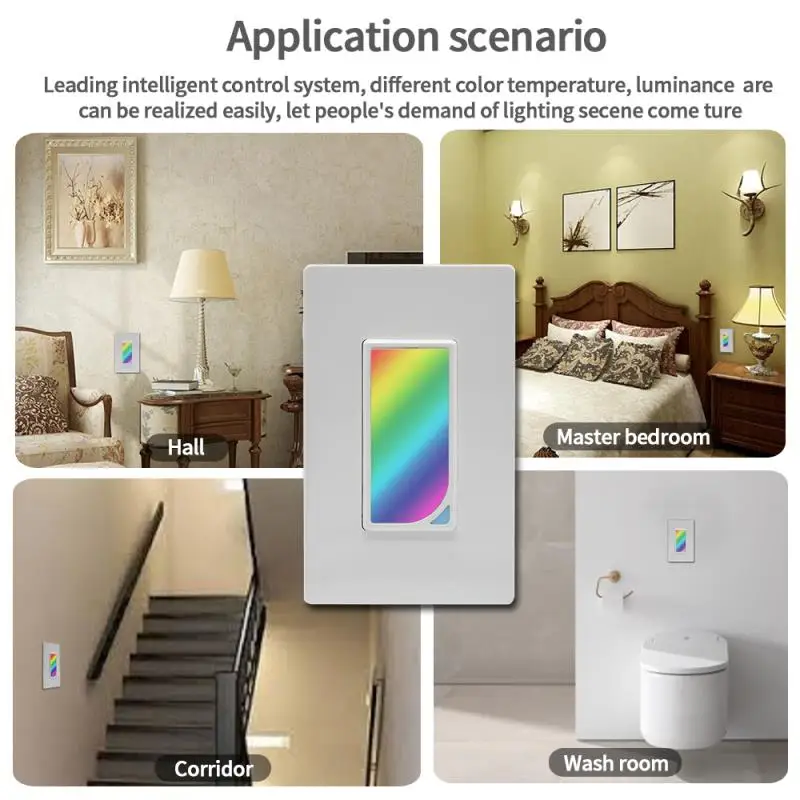 

US Wifi Smart Home Light Dimmer Switch LED RGB Scene 1200 Colors Light Switch Compatible with Smart Life Tuya Google Home Alexa