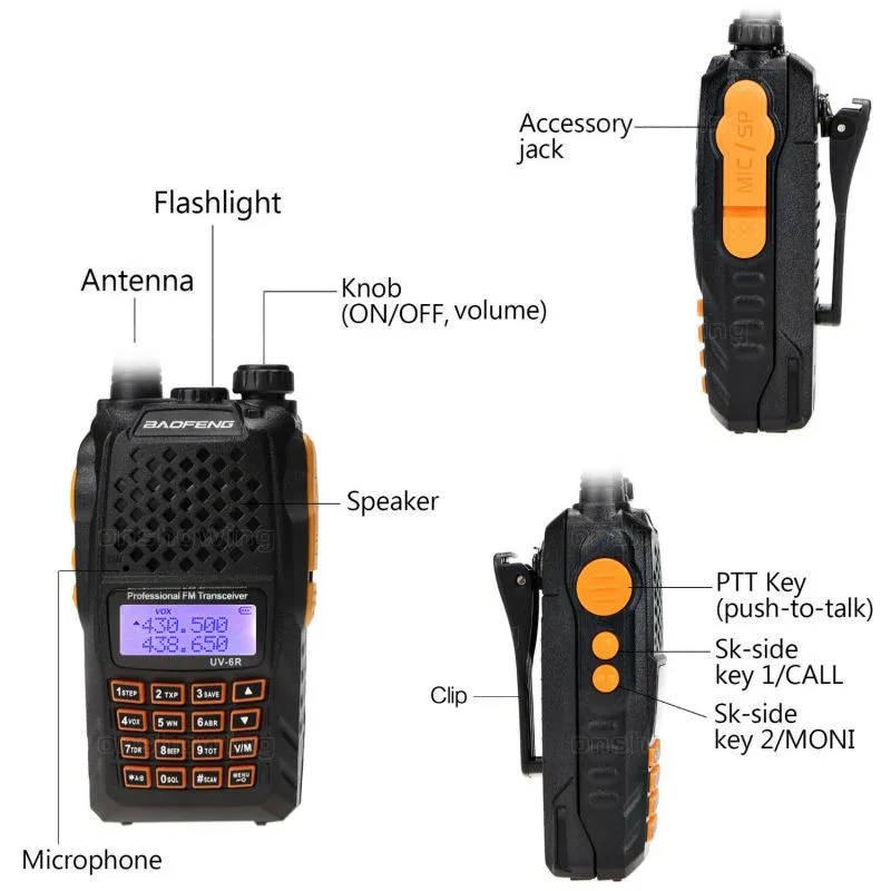 2 шт. высокая мощность 7 Вт BaoFeng uv 6r Портативный UV-6R Dual Band иди и болтай Walkie Talkie “иди и более высокой мощности, чем baofeng UV-5R двухстороннее Радио рация