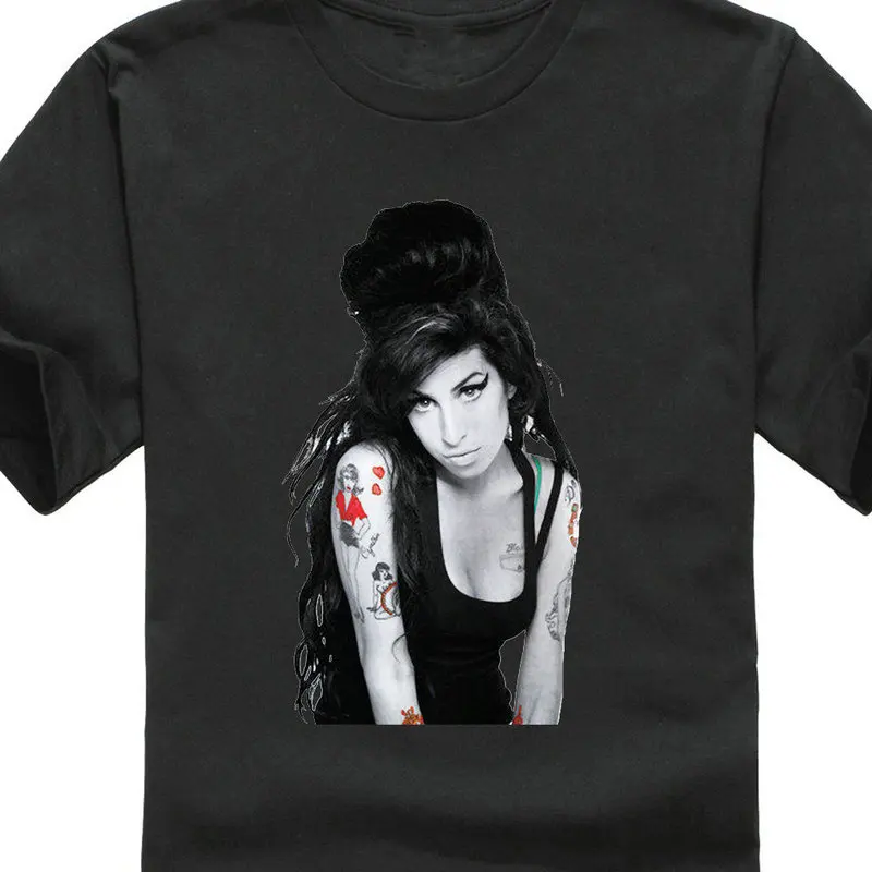 

2019 New Fas hion's Tailored Shirts Top O-Neck Short-Sleeve Mens Amy Winehouse T Shirt Fashion T-Shirts Summer Straight 100%