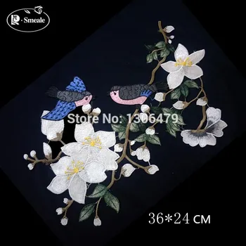 

Birds Flowers Embroidered Cloth Patch Clothes Diy Decorative Stickers Affixed Adhesive Accessories Flower sew on RS174