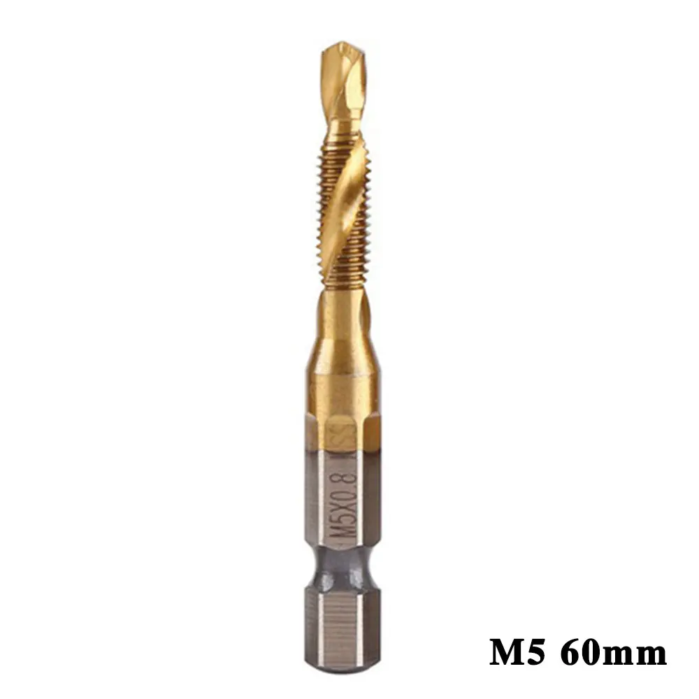 

5MM HSS Hex Shank Spiral Tap Countersink Drill Reamer Titanium Soft Metal Tapping Chamfering Thread Tool Metric Size M5*0.8