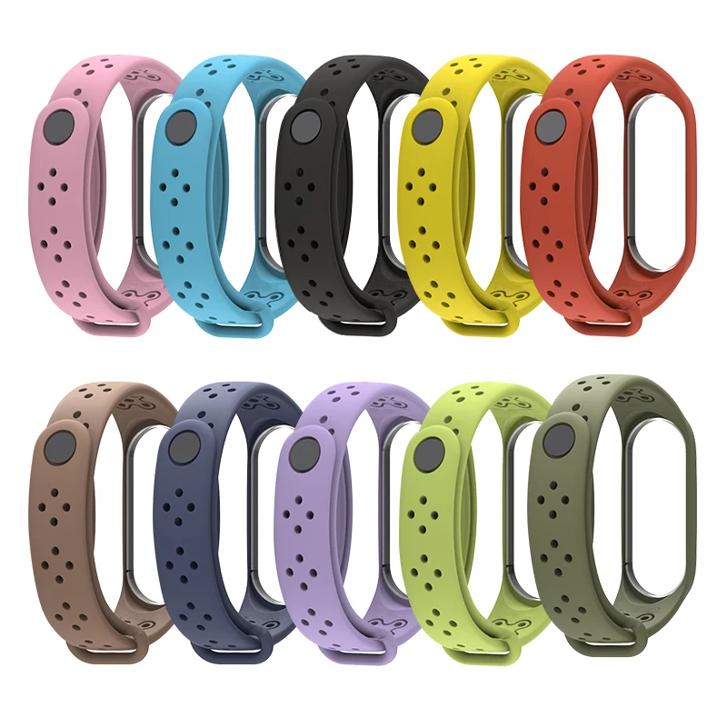 Спортивный силиконовый ремешок для часов Mi Band 3 4 Аксессуары браслета band