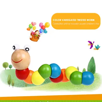 

Rainbow Man Toy Caterpillar Wooden Toys Wooden Early Educational Intelligence Cultivation Learning Novelty Diy Security