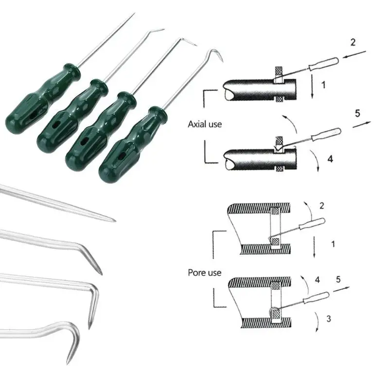 Универсальный 4 шт. набор крючков для автомобиля уплотнительное кольцо сальник Съемник прокладок ручной инструмент для ремонта авто и Рабочая платформа вынос
