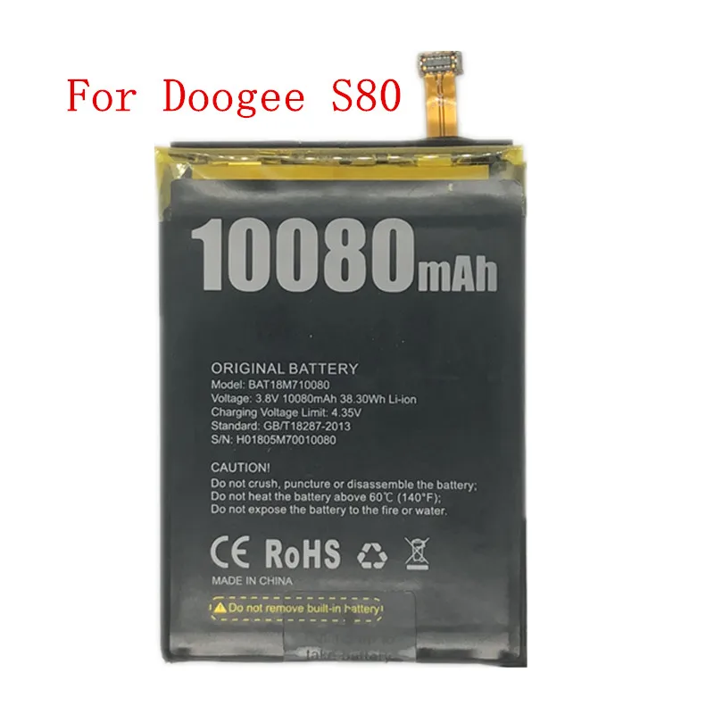 

100% Original New Doogee S80 Battery 10080mAh Polymer Li-ion 3.8V Batteries For DOOGEE S80 Phone BAT18M710080