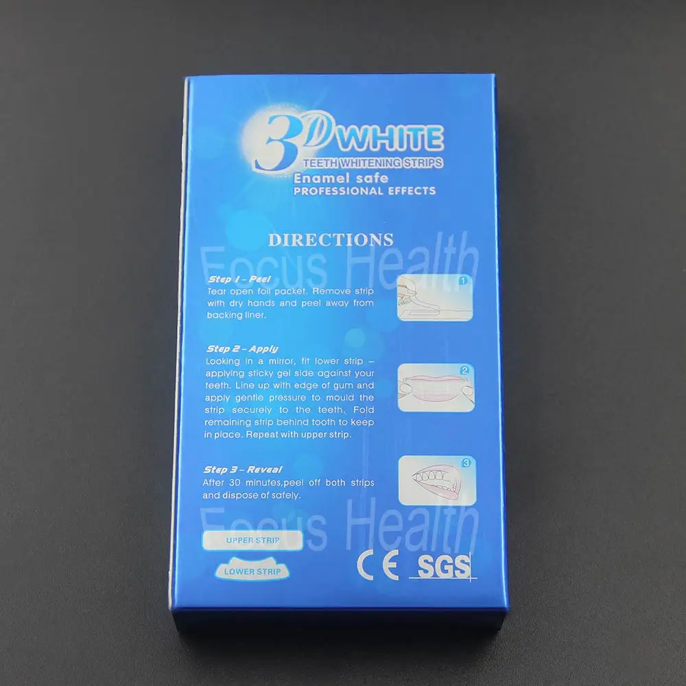 14 Pouches 28 Strips 3D Teeth Whitening Strips Bleach Bright White Dental Bleaching Veneers Tooth Whitener Oral Hygiene Care Color Box Back