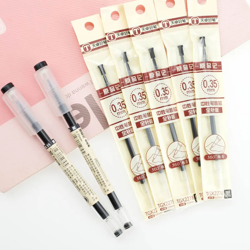 

7PCS/SET Gel Pen 0.35mm Black Ink Pen and Pen Refills Maker Pen School Office Supply
