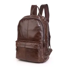 Large Capacity Coffee Color Real Skin Genuine leather Men Backpacks Cowhide 15.6” Laptop Man Travel Bags #M7273