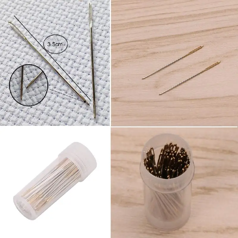 

100Pcs Golden Tail Needles 24# Embroidery Fabric Cross Stitch Needlework Tool