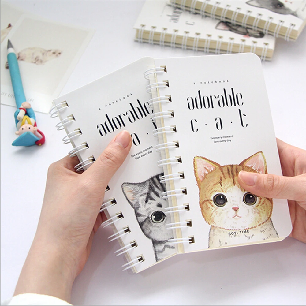 

Cute Cat Portable Mini Coil Notebook Office School Stationery Daily Memos Traveller's Diario Noting Pocket Planner Organizer