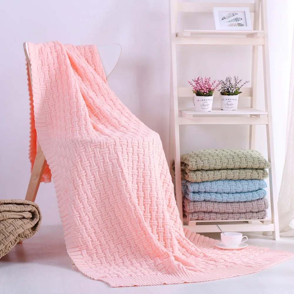 

iDouillet Soft Lightweight Acrylic Crocheted Throw Blanket Cable Knit Solid Color for Bed Sofa Couch Chair Adult Large 120x180cm