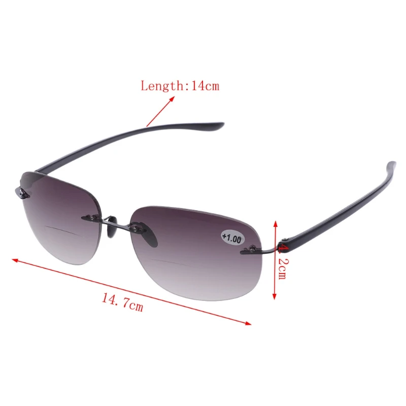 Outdoor Sun Readers Rimless Bifocal Reading Glasses Sunglasses Men