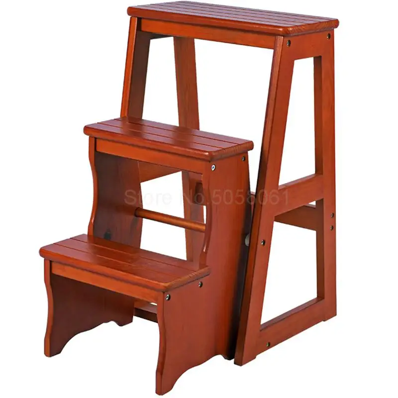 

Household multi-function folding ladder stool imported solid wood ladder indoor ascending ladder chair rack ladder