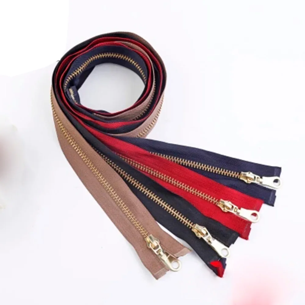 

5 Brass Open End Zipper Bag Skirt Jeans Pants Zipper Accessories Metal Spring Head Tail Lock