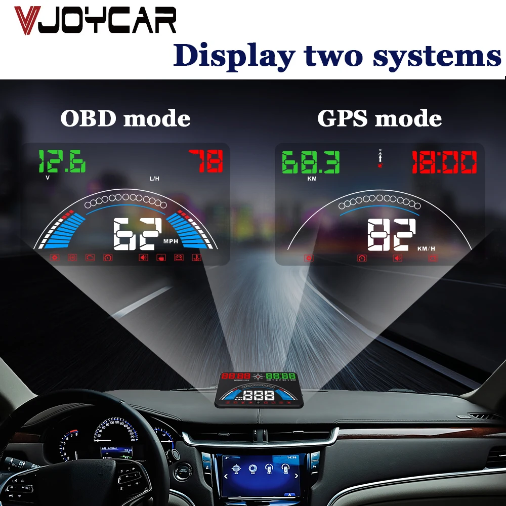 2 в 1 Hud OBD2 + GPS дисплей цифровой измеритель скорости автомобильный скоростной