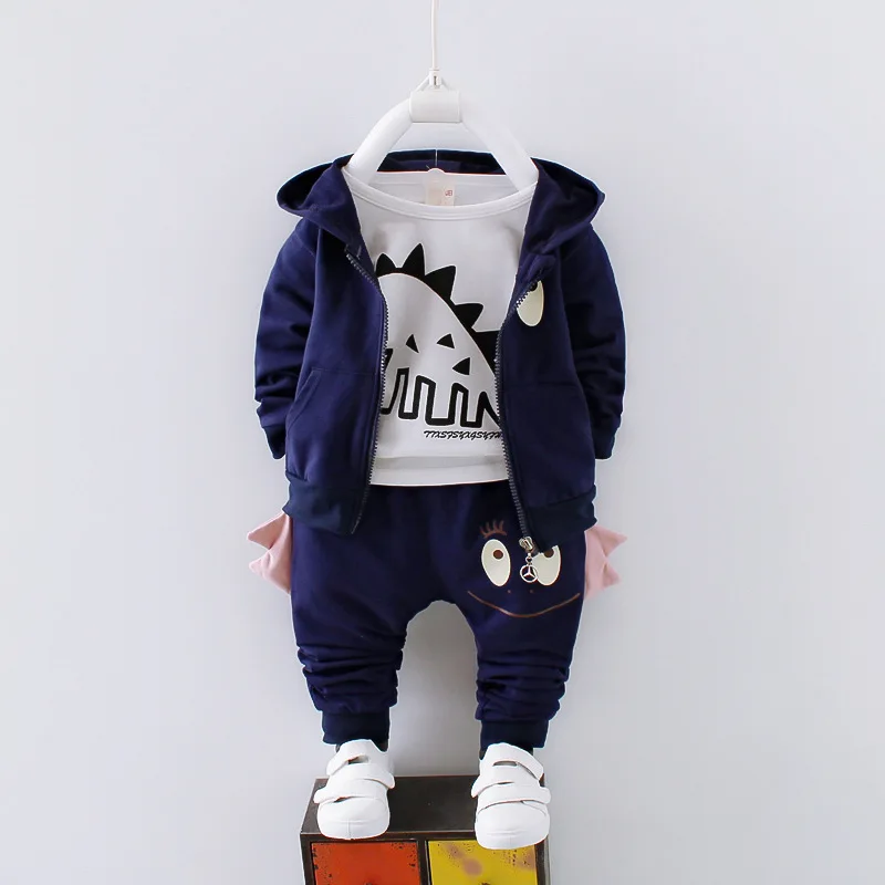 

Baby boys clothing sets spring autumn infant boys fashion cotton cartoon hooded coats+tops+pants 3 pcs kids tracksuits outfits