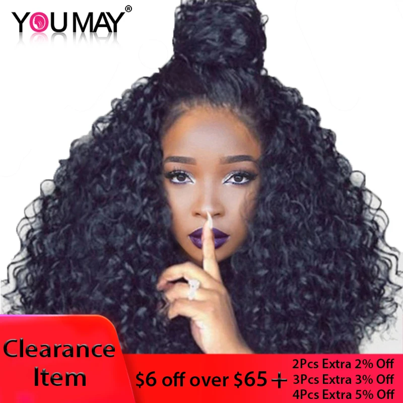 250 Density Brazilian Curly Human Hair font b Wigs b font Full Ends Lace Front font