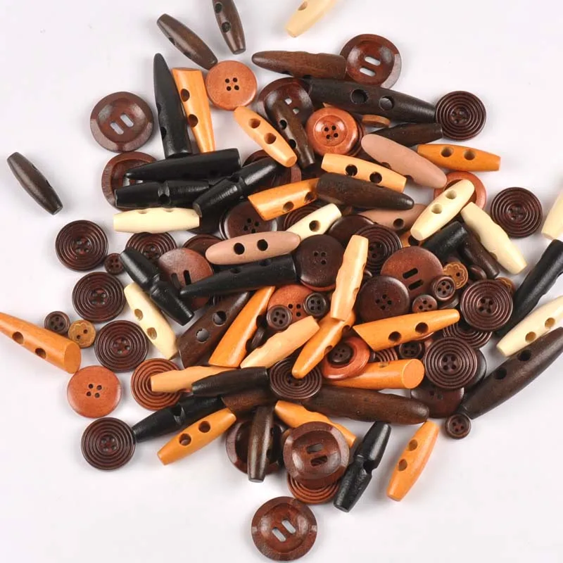 20pcs random mixed Wooden Button Sewing Horn Toggle Buttons For Coat